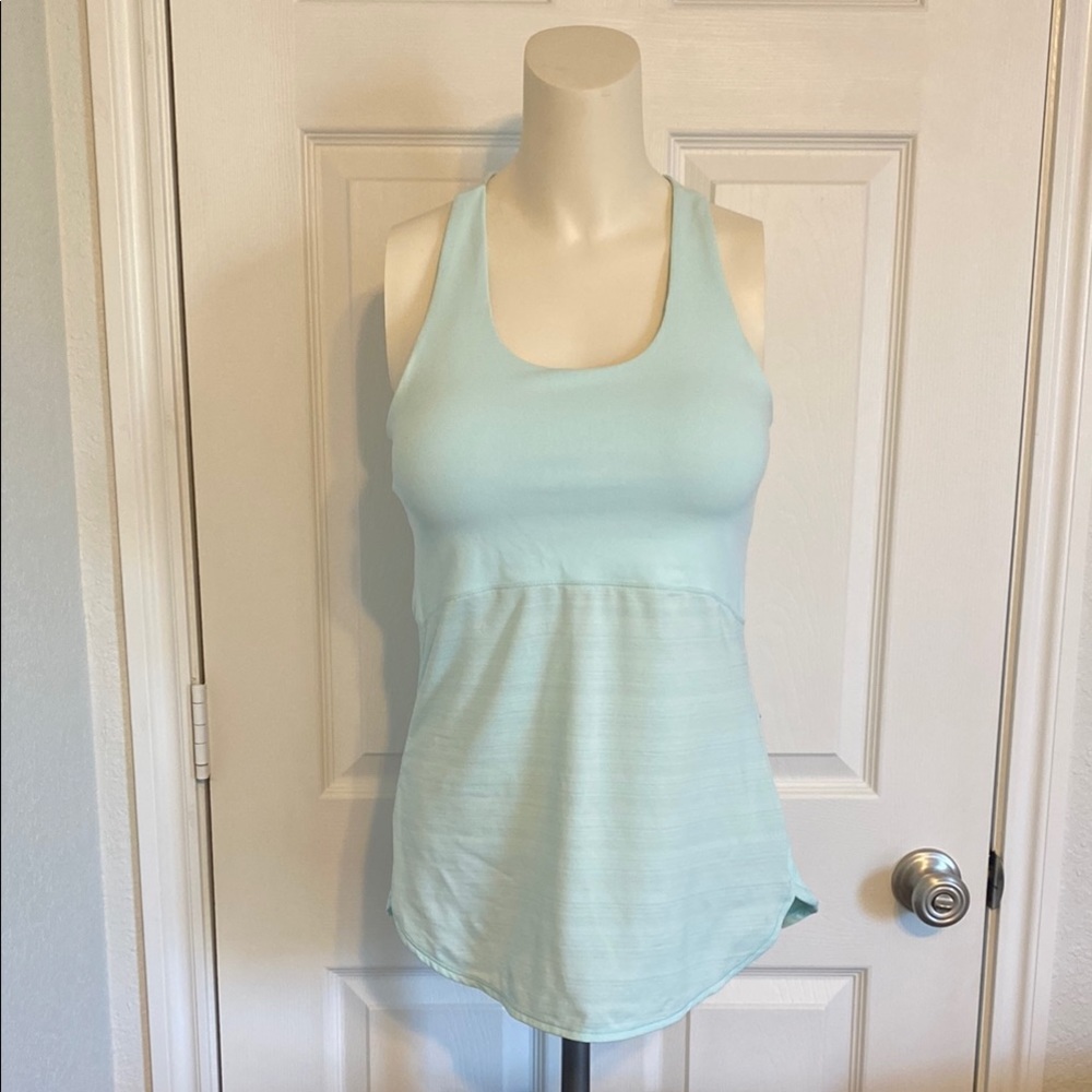 Athleta Green and Blue Fitted Sleeveless Tank Top
